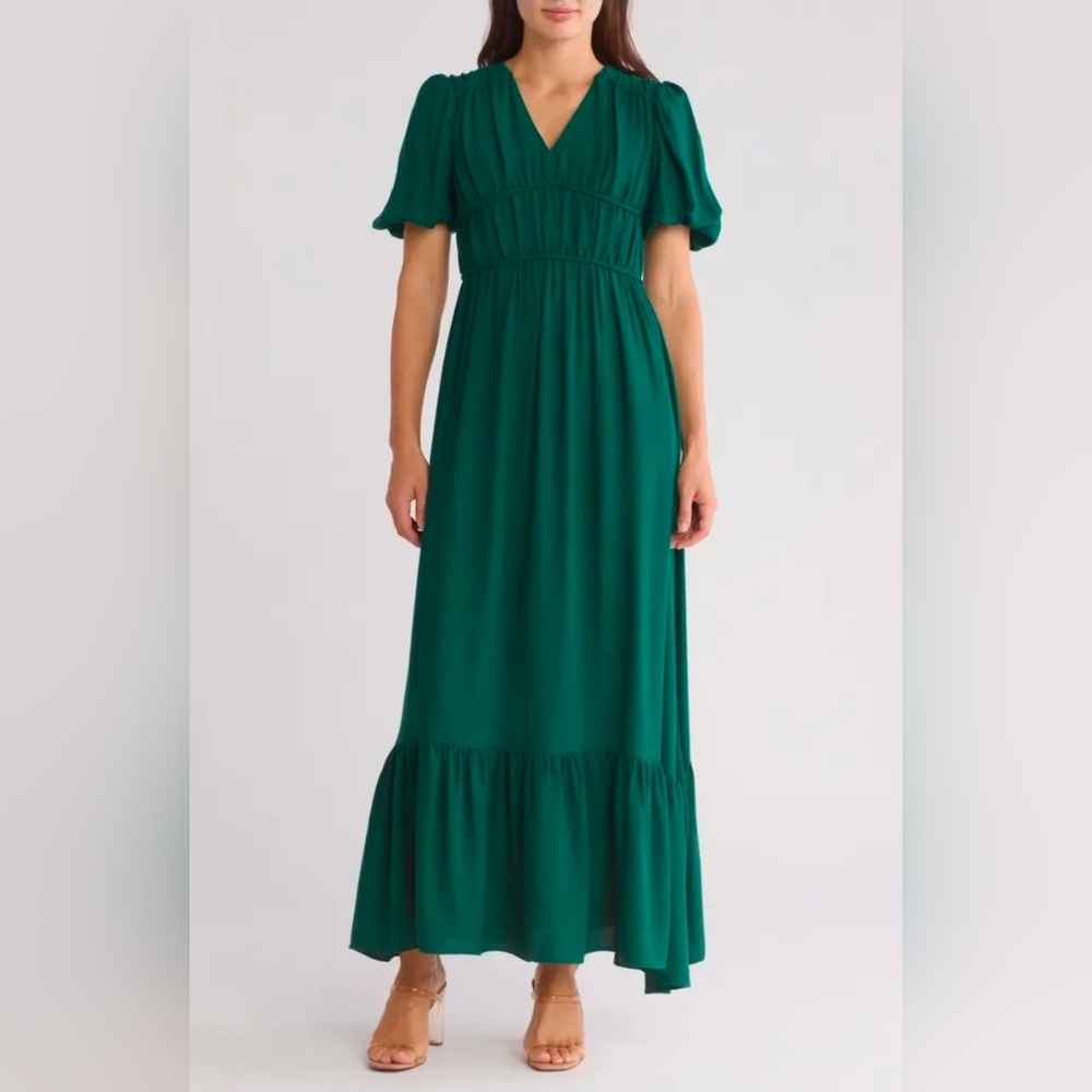 Love By Design Eden Puff Sleeve Maxi Dress • Color: Botanical Garden 1️⃣